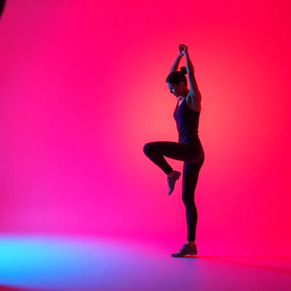 fitness workout person exercising vibrant orange red gradient background