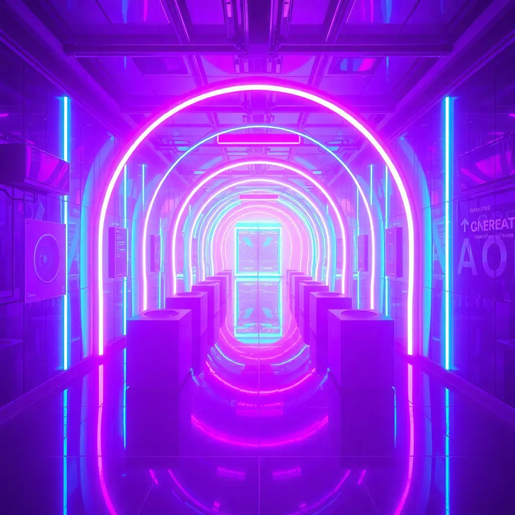 neon dreams digital art purple pink futuristic cyberpunk aesthetic